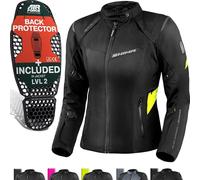 SHIMA RUSH Veste Moto Femme Homologué AIRFORCE Dorsale Blouson Armure Protecion Vestes Imperméable Textile Vetement Hiver Ete Touring Motos Aventure équipements (Femmes, Veste Regular, Fluo, XXL)