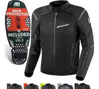 SHIMA RUSH Veste Moto Homme Homologué AIRFORCE Dorsale Blouson Armure Protecion Vestes Imperméable Textile Vetement Hiver Ete Touring Motos Aventure équipements (Hommes, Veste Regular, Noir, L)