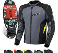 SHIMA Rush 2.0 Vented veste textile de moto imperméable, noir-gris-jaune, taille XL pour homme