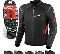 SHIMA RUSH Veste Moto Homme Homologué AIRFORCE Dorsale Blouson Armure Protecion Vestes Imperméable Textile Vetement Hiver Ete Touring Motos Aventure équipements (Hommes, Veste Regular, Rouge, XXL)
