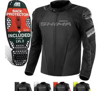 SHIMA SOLID Veste Moto Homme Homologué AIRFORCE Dorsale Blouson Armure Protecion Vestes Imperméable Textile Vetement Hiver Ete Touring Motos Aventure équipements (Hommes, Noir, Regular, XXL)