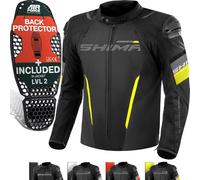 SHIMA SOLID Veste Moto Homme Homologué AIRFORCE Dorsale Blouson Armure Protecion Vestes Imperméable Textile Vetement Hiver Ete Touring Motos Aventure équipements (Hommes, Fluo, Regular, XXL)