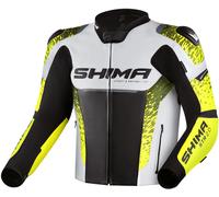 SHIMA STR 2.0 Veste en cuir de moto, noir-blanc-jaune, taille 50 pour homme