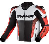 SHIMA STR 2.0 Veste de moto - Cuir, blouson sport avec protections dorsales, coudes, épaules, cuir perforé, pour combinaison 2 pièces (50, Rouge Fluo)