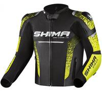 SHIMA STR 2.0 Veste en cuir de moto, noir-jaune, taille 52 pour homme