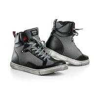 SHIMA SX-2 Chaussures de Moto Pour Hommes | Cuir, Respirantes, Renforcées, Avec Soutien de la Cheville, Semelle Antidérapante, Adhérence pour le Changement de Vitesse (Noir, 45)