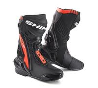 SHIMA VRX-3, Bottes Moto Homme - Renforcées, Chaussueres de Motard en Cuir, Fermeture de l'ATOP, Support de Cheville, Semelle Antidérapante (Rouge Fluo, 48)