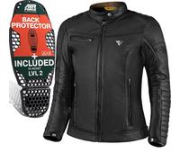 SHIMA WINCHESTER 2.0 Blouson Moto Femme - Veste Moto classique en cuir avec protections du dos, des épaules et des coudes, doubles coutures renforcées (Noir, M)