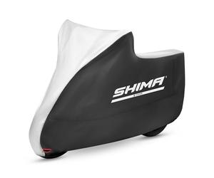 SHIMA X-Cover Housse Moto Exterieur Impermeable Bache Accessoire Etanche Abri Protecion Accessoires Garage Extérieur Protection UV Anti-poussière Trou pour Serrure (Noir, XL)
