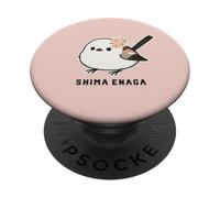 Shimaenaga avec Fleur de Cerisier Hokkaido Oiseau fée des neiges PopSockets PopGrip Adhésif