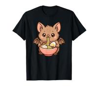 Shimano Batte moustachée Mangeant Ramen Nouilles Kawaii Mignonnes et drôles T-Shirt