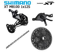 SHIMANO DEORE XT M8100 1X12 groupe de vitesses dérailleur arrière SGS levier de manette de vitesse droite SUNSHINE HG Type Cassette CN-M6100 pièces de vélo 46T Black Set