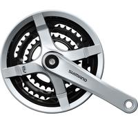 SHIMANO FC-TY 501 Tourney Garniture de manivelle, 48/38/28, 170 mm, 4 pans, 6/7/8 fois, protection de chaîne, argent (1 jeu)