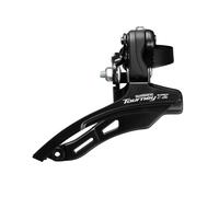 Shimano FD-TZ500 6-speed MTB front derailleur, down swing, top pull, 31.8mm, 66-