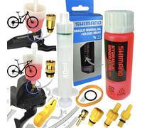 Shimano Huile minérale hydraulique de 100 ml, kit d'entretien de freins à disque F26, kit/bloc de purge 3 en 1, entonnoir de remplissage avec raccord M5, pour vélo de montagne