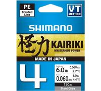 SHIMANO Kairiki 4, 150m, 0,06mm, 4.4kg / 9,7lbs, gris, tresse quadruple