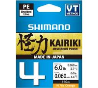 SHIMANO Kairiki 4, 150m, 0,06mm, 4.4kg / 9,7lbs, orange, tresse quadruple, LDM54TE0606015H
