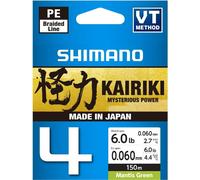 SHIMANO Kairiki 4, 150m, 0,06mm, 4.4kg / 9,7lbs, vert, tresse quadruple, LDM54TE0606015G