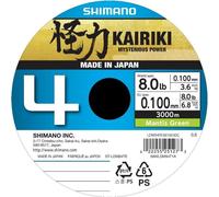 SHIMANO Kairiki 4, 3000m, 0,1mm, 6.8kg / 14,99lbs, vert, tresse quadruple