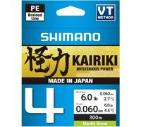 SHIMANO Kairiki 4, 300m, 0,06mm, 4.4kg / 9,7lbs, vert, tresse quadruple
