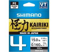 SHIMANO Kairiki 4, 300m, 0,16mm, 8.1kg / 17,86lbs, gris, tresse 4 fuseaux, LDM64TE1516030S