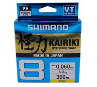 SHIMANO Kairiki 8, 300 Meter, Jaune, 0.160mm/10.3kg, Fil de Pêche Tressé, 59WPLA68R33