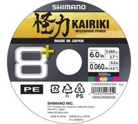 SHIMANO Kairiki 8+, 3000m, 0,06mm, 4.8kg / 10,58lbs, multicolore, tresse 8 fuseaux, LDM98XE0606030M