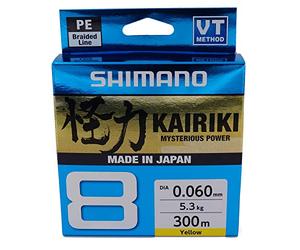 Shimano Kairiki 8 59WPLA68R3 Fil de pêche tressé Jaune 300 m