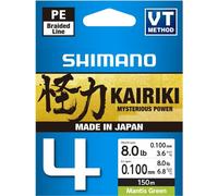 SHIMANO Kairouki 4, 150m, 0,1mm, 6.8kg / 14,99lbs, vert, tresse 4 fuseaux, LDM54TE0810015G