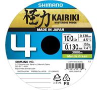 SHIMANO Kairouki 4, 3000m, 0,13mm, 7.4kg / 16,31lbs, vert, tresse quadruple