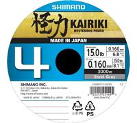 SHIMANO Kairouki 4, 3000m, 0,16mm, 8.1kg / 17,86lbs, gris, tresse 4 fuseaux, LDM94TE1516030S