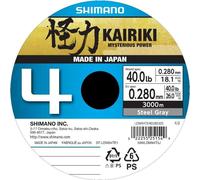SHIMANO Kairouki 4, 3000m, 0,28mm, 26kg / 57,32lbs, gris, tresse 4 fuseaux, LDM94TE4028030S