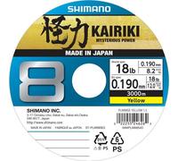 SHIMANO Kairouki 8, 3000m, 0,19mm, 12kg / 26,46lbs, jaune, Tresse de pêche, 59WPLM98S4D