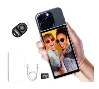 Shimbol CP5 5 "1080P Selfie Monitor Écran pour iPhone Andriod Téléphone Portable, Téléphone Vlog Rétroviseur de caméra arrière avec TochScreen, Télécommande Bluetooth, Étui Blanc magnétique