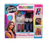 Shimmer N Sparkle Color Fx Extensions de cheveux à clipser, lavables pour enfants avec craie, peignes, pierres précieuses et gel pailleté