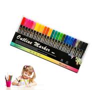 Shimmer Outline Markers - Waterproof Colorful Art Pens, Fine Tip Design, Vibrant Smooth Ink | Creative Coloring Solution For Greeting Cards Posters Drawings Scrapbooks DIY Crafts School Projects Kids