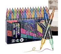 Shimmer Paint Pens - Glitter Markers - Marqueurs à paillettes, water-Based Quick-Dry | Double-Tip Coloring Doodle Scrapbooking Cards Art Projects Vibrant Creative Safe Craft Supplies for Children