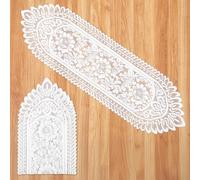Shimmeroo Lot de 2 nappes rectangulaires en dentelle au crochet - 111,8 x 33 cm - Blanc
