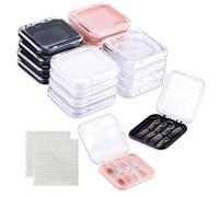 Shimmerz 16 pièces Boîtier à Ongles pour Press-Ons avec 60 pièces Bande Adhésive Double Face pour Emballage de Boîte à Ongles, Présentation de Faux Ongles