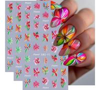 Shimmerz 3 feuilles autocollants fleurs nail art 5D relief fleurs été Hawaii fleurs 3D auto-adhésif design nail art décalcomanies accessoires autocollants fleurs