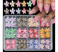 Shimmerz 96 pièces 3D charms pour ongles, 10 couleurs, DIY ajustable, fleurs de lys en acrylique pour bijoux d'ongles