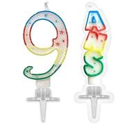 SHIMOMURA 1 Pack Bougie Anniversaire 9 Ans pailletée Multicolore R/BBC0