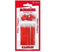 SHIMOMURA Bougie Anniversaire Rouge pailletée avec Supports (x10) R/BSPR