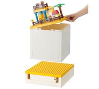 SHIMOYAMA Boîte de rangement pliable avec couvercle de plaque de construction pour blocs Duplo 26 Qt. Boîtes de rangement empilables, conteneurs polyvalents, pliables de 25 l, pour briques Lego Duplo