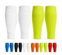 Shin Defender Lot de 2 paires de protège-tibias de football en nid d'abeille pour jeunes adultes (6 à 10 ans), blanc + vert