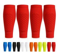Shin Defender Lot de 2 paires de protège-tibias de football en nid d'abeille pour jeunes adultes Rouge Taille XL