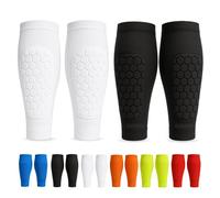 Shin Defender Lot de 2 paires de protège-tibias de football en nid d'abeille pour jeunes adultes Taille M 11-13 ans Blanc + Noir