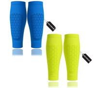 Shin Defender Lot de 2 protège-tibias de football pour jeunes adultes Bleu + vert Taille XXL