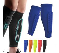 Shin Defender Protège-tibias pour le football et le ski pour enfants, jeunes et adultes (bleu, XL)