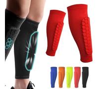 Shin Defender Protège-tibias pour le football et le ski pour enfants, jeunes et adultes (rouge, XXL)